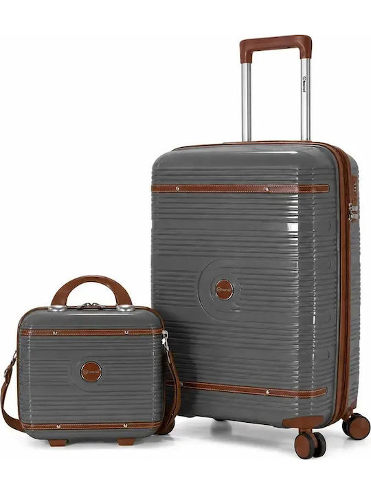 Benzi Hard Gray Travel Suitcases Set 2pcs