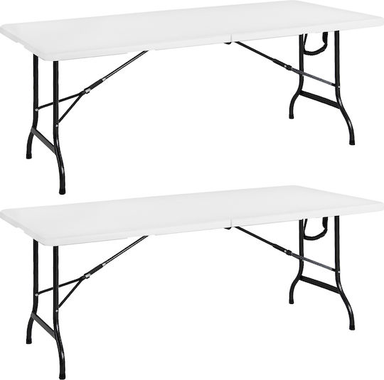 Masă Pliabilă Din Plastic Pentru Exterior Albă 183x75x73cm