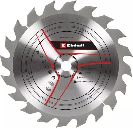 Einhell Disc de tăiere pentru lemn cu 20 de dinți 200mm