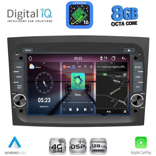 Digital IQ Car Audio System for Fiat Doblo 2015-2022 Bluetooth USB WiFi GPS Apple CarPlay Android Auto with 7" Touch Screen