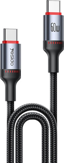Yesido Geflochtenes Kabel USB-C männlich - USB-C 60W PD Schwarz 2m