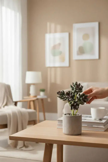 Stewehome Изкуствен Кактус Циментова Саксия