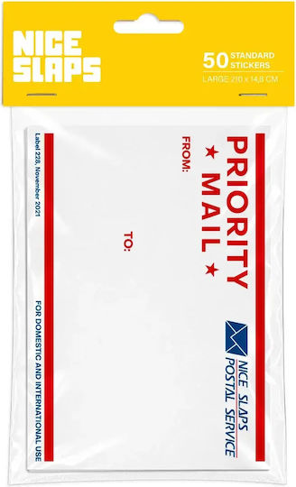 Nice Slaps Standard Aufkleber Priority Mail Rote Mittlere 50 Stück 7.4 X 10.5 Cm