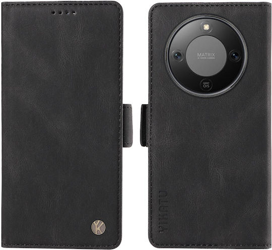 Honor Magic8 Lite 5g Yikatu Yk-005 Flip Wallet Synthetic Leather Pu Tpu Black Wallet Stand Mobile Phone Case