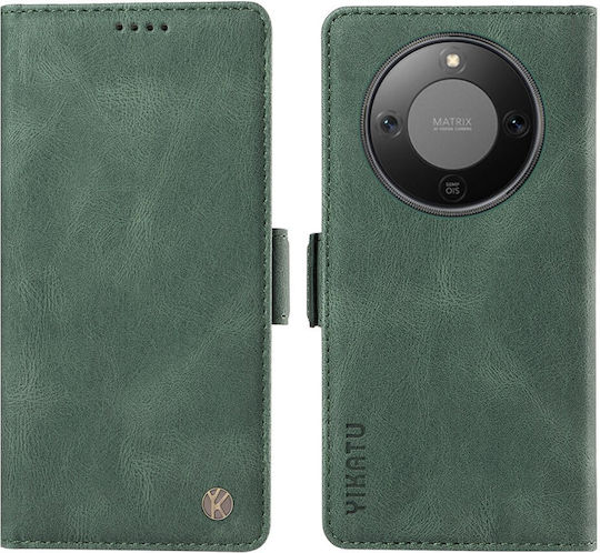 Honor Magic8 Lite 5g Yikatu Yk-005 Flip Wallet Synthetic Leather Pu Tpu Green Wallet Stand Mobile Phone Case