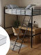 Kinderbett Hochbett Einzel mit Matratze Schwarz 90x200cm