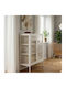 Bodenstehende Wohnzimmer Vitrine aus Metall in Weiß mit Glas und LED-Beleuchtung 100x40x70cm