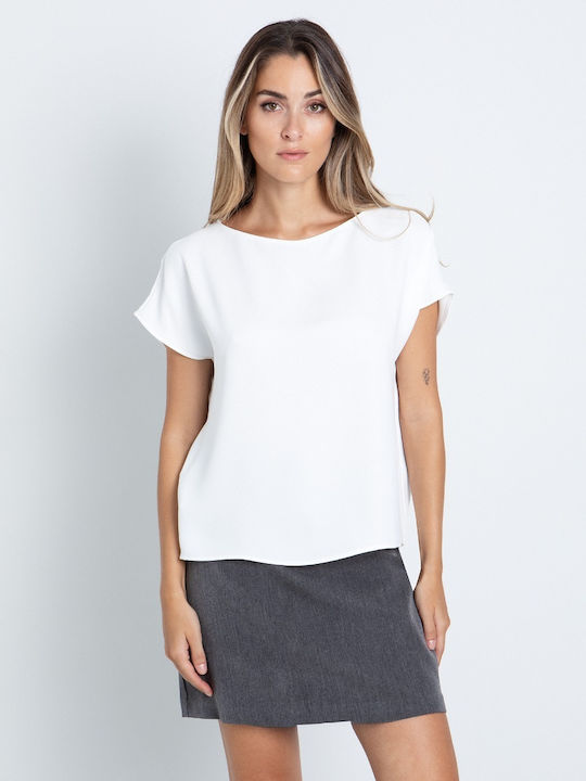 Damen Bluse Kurzärmelig Weiß