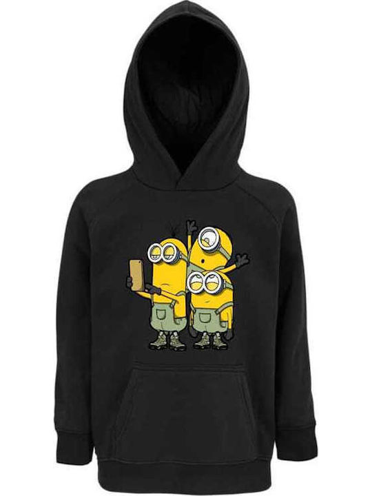 Kids Moda Детски Суичър с Качулка и Джобове Черен