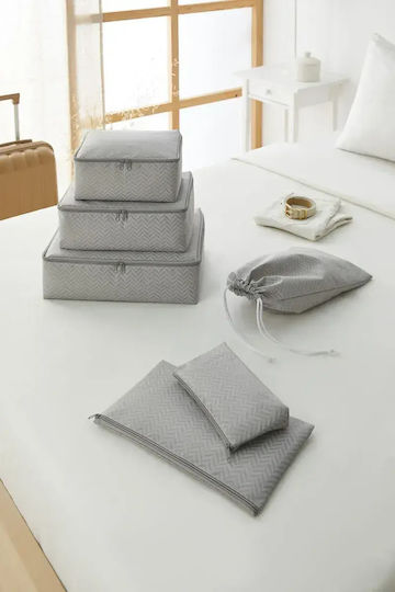 SteweHome Set Organizatoare de Depozitare pentru Valiză Albă Material Parașută Lavabilă 25x40x40 Cm