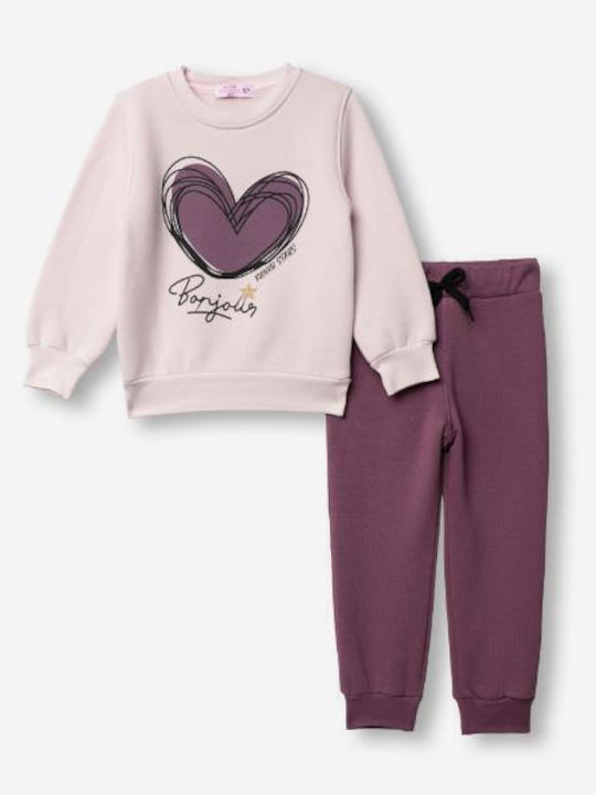 Funky Kids Sweatpants Set Pink-purple