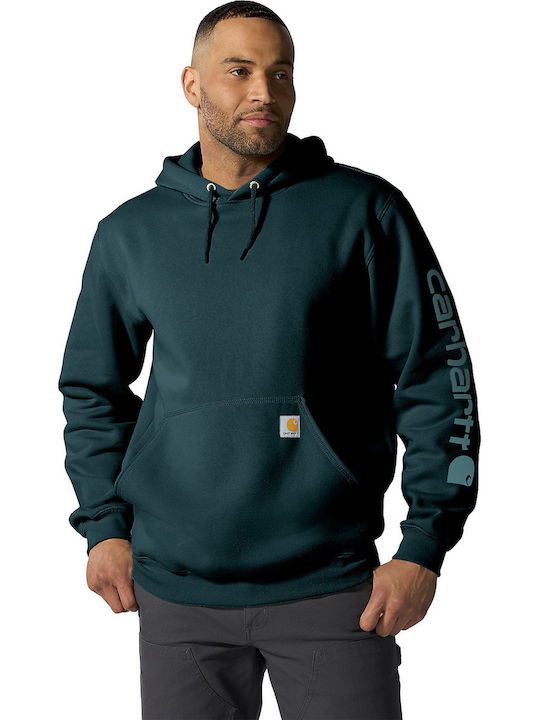 Carhartt Logo Hoodie Dark Harbor Teal Heather