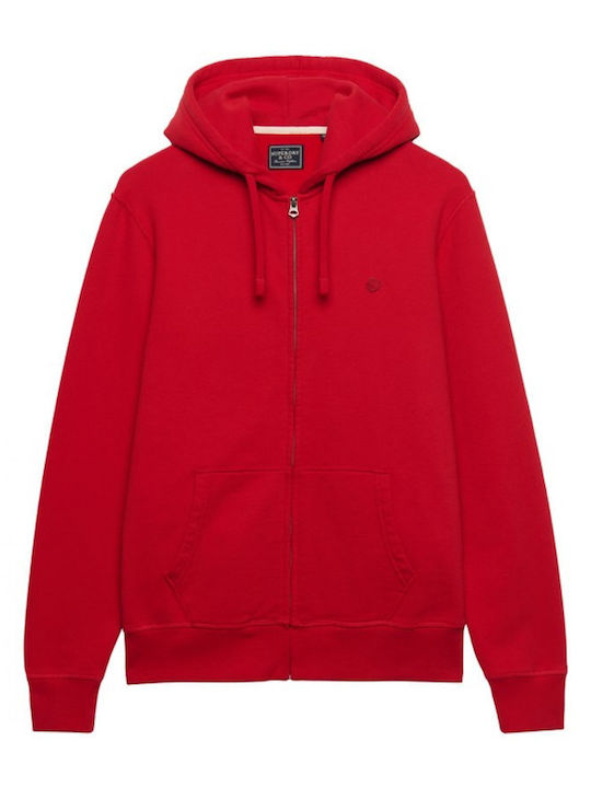 Superdry Ζακέτα με Κουκούλα Red
