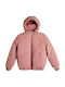 Waterproof Kids Casual Short Jacket with Lining & Hood Pink