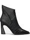 Leder Damen Stiefeletten Schwarz
