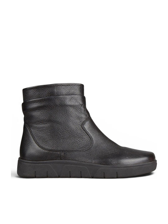 Leder Damen Stiefeletten Schwarz