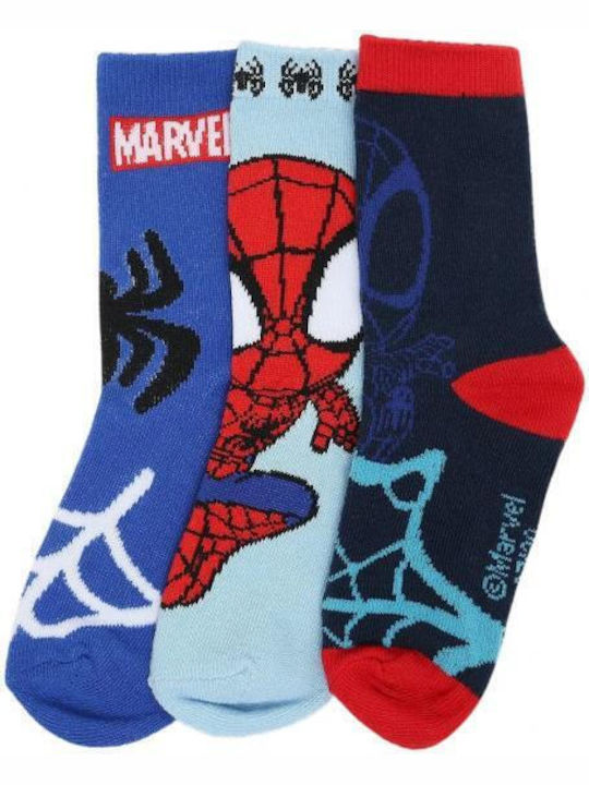 Marvel Παιδικές Κάλτσες Γαλάζιο Μπλέ 3 Ζευγάρια
