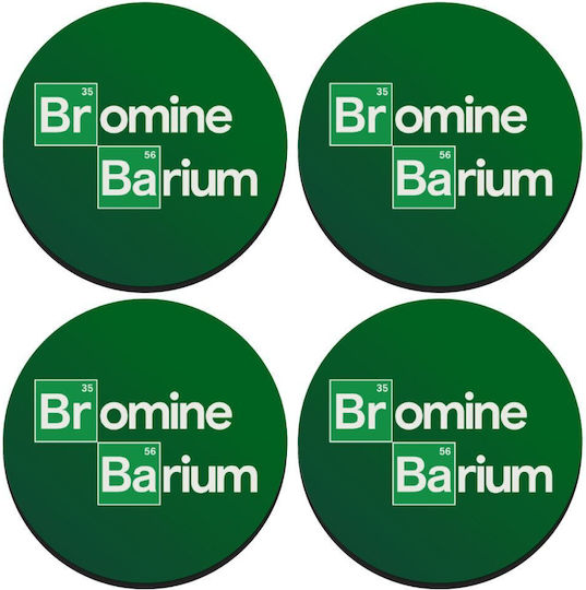 Koupakoupa Breaking Bad Parody Bromine Barium Заоблени Сервизи За Чаши От Дърво 4 Бройки