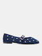Damen Ballerinas Spitz zulaufend Blau