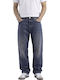 Men's Vintage Dark Blue Denim Jeans Pants