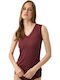 Fimelle Fără Mâneci Burgundy Tricou Pentru Femei