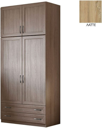 Double Door Wardrobe with Loft Latte 102x60x233cm
