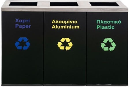 Molyto Recycling Waste Bin Set 3 Pieces 3 X 110 Liters Black 36x46x80