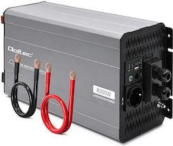 Qoltec Qoltec Invertoare cu undă sinusoidală pură 12v la 230v 4000/8000w UPS Bypass Compatibil USB LiFePO4 Gel AGM