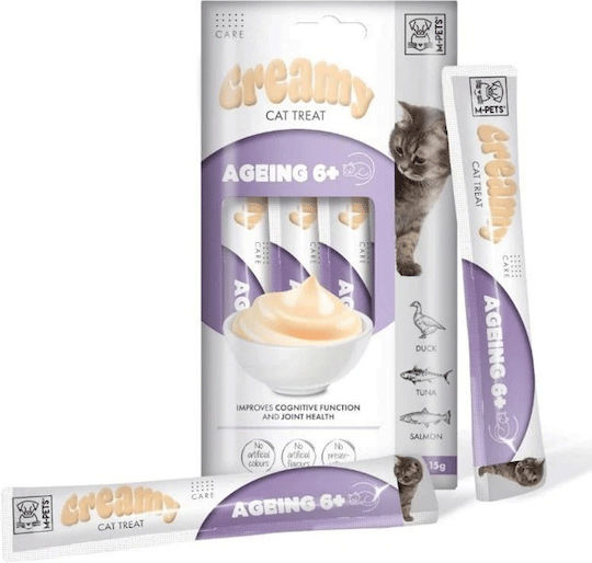 M-pets Cat Cream Duck Salmon Ageing 6+ 4x15gr