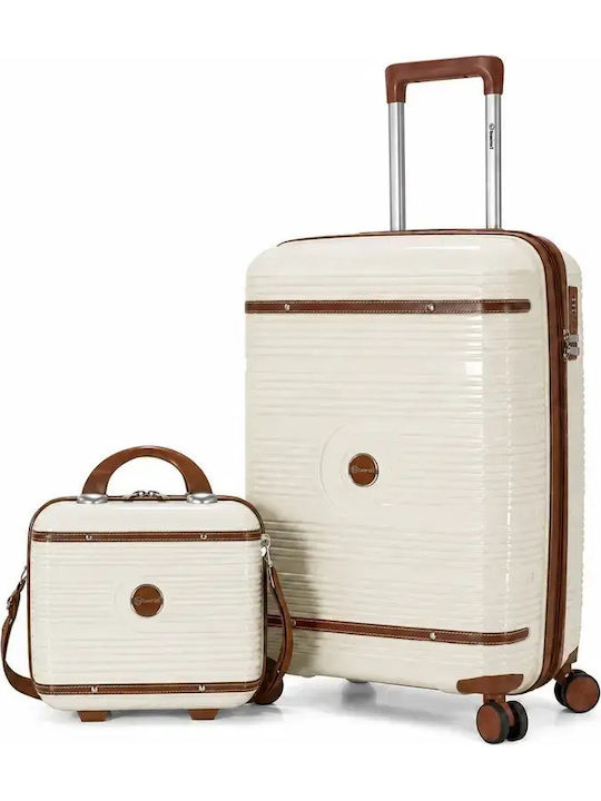 Benzi Hard Beige Travel Suitcases Set of 2 Pieces