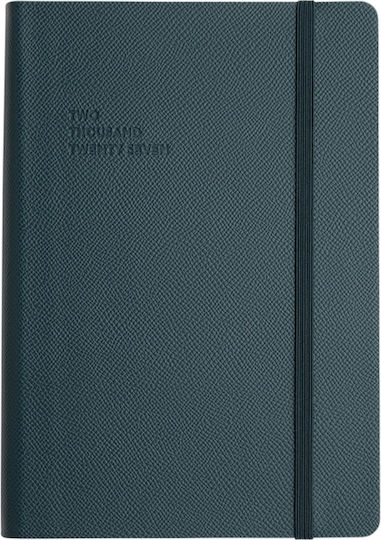 Type Center Daily Agenda A5 2027 Petrol Blue Leather 14x20.5cm (with Personalization)