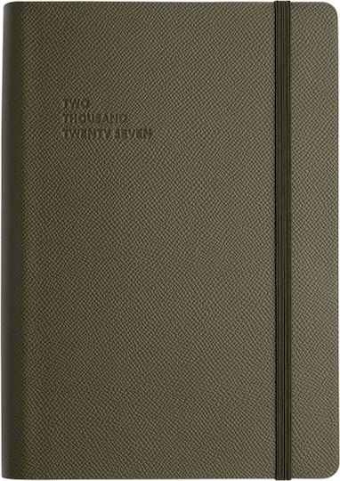 Type Center Ημερήσια Ατζέντα A5 2027 Χακί Δερμάτινη 14x20.5εκ. (με Προσωποποίηση)
