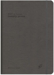 adBook Tägliche Tagesordnung 2027 Grau 14x21cm