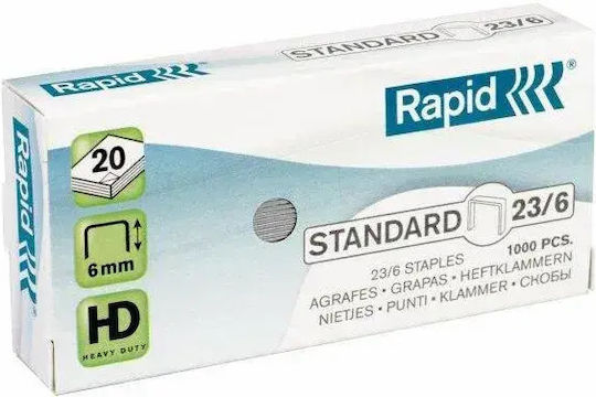 Rapid Capse Standard 23/6 2-20 Foi Cutie 1000 Bucăți