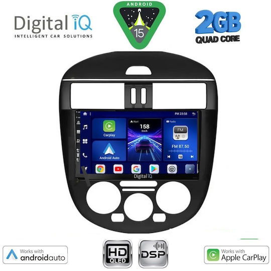 Digital IQ Автомобилна Аудио Система за Nissan Tiida 2013-2023 с A/C (Bluetooth/USB/Вграден Wi-Fi/GPS/Apple CarPlay/Android Auto) с Touch Screen 9"