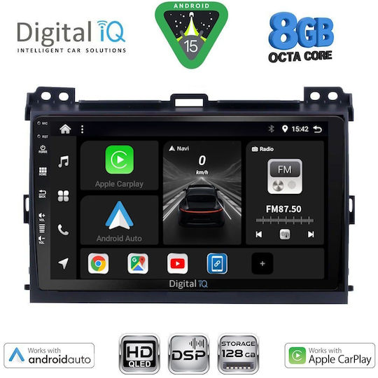 Digital IQ Автомобилна Аудио Система За Toyota Land Cruiser 2002-2008 Bluetooth USB Вграден Wi-Fi GPS Apple CarPlay Android Auto С 9" Touch Screen