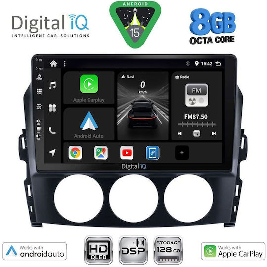 Digital IQ Автомобилна Аудио Система За Mazda MX-5 2005-2015 (Bluetooth/USB/Wi-Fi/GPS/Apple CarPlay/Android Auto) С Touch Screen 9"