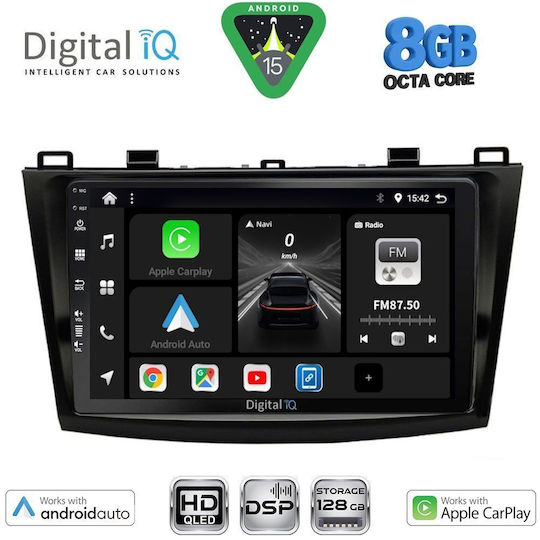 Digital IQ Автомобилна Аудио Система За Mazda 3 2009-2014 Bluetooth USB Вграден Wi-Fi GPS Apple CarPlay Android Auto С Touch Screen 9"