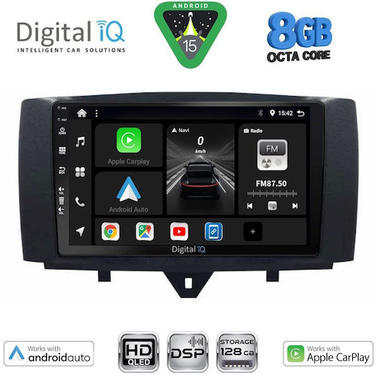 Digital IQ Автомобилна Аудио Система за Smart ForTwo 2010-2015 (Bluetooth/USB/WiFi/GPS/Apple CarPlay/Android Auto) с Touch Screen 9"