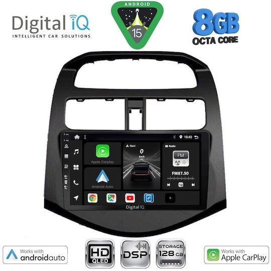 Digital IQ Sistem Audio Auto pentru Chevrolet Spark 2009-2015 Bluetooth USB Wi-Fi GPS Apple CarPlay Android Auto cu Ecran Tactil 9"