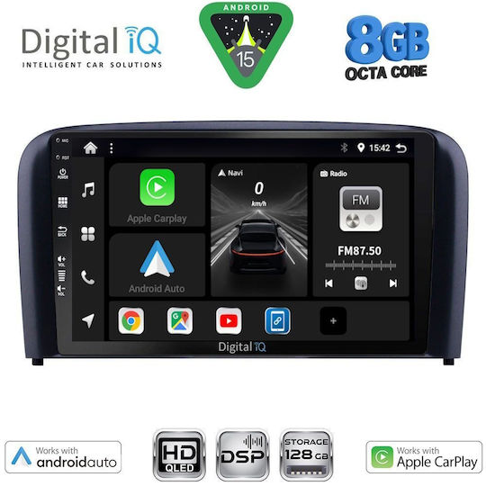 Digital IQ Автомобилна Аудио Система за Volvo S80 1998-2006 (Bluetooth/USB/Вграден Wi-Fi/GPS/Apple CarPlay/Android Auto) с Touch Screen 9"