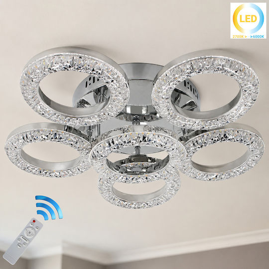 Keskor Plafonieră De Tavan 50cm Argintie Cu LED Integrat