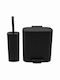 Eurocasa Metallic Bathroom Brush and Trash Can Set Soft Close 6lt Black