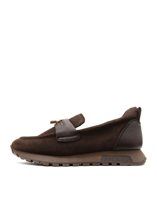 Hispanitas Leather Women's Loafers in Brown Colour