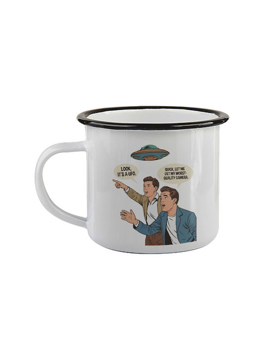 Koupakoupa Look Its A Ufo Mug Enamel Black 360ml