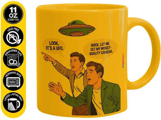 Koupakoupa Look! It's A Ufo Ceramic Yellow Mug 330ml
