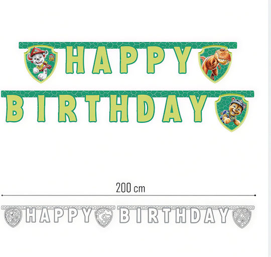 Garland Happy Birthday Paw Patrol Dino Movie 200 Cm