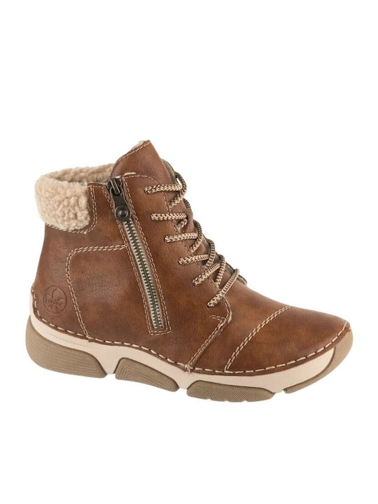 Leder Damen Stiefeletten Ankle Boots Braun