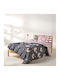 Kentia Set Quilt Single 160x240cm Children's Nagoya Grey 300 GSM