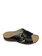 Damen Anatomische Flache Sandalen Schwarz